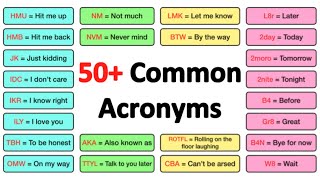 50 COMMON ACRONYMS in ENGLISH [upl. by Aicertap]