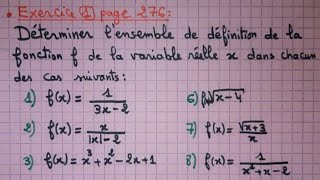 Fonctions numériques généralités exercice 1 tronc commun najah en mathématiques [upl. by Antsirhc424]