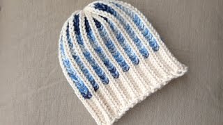 How to Loom Knit a Bicolor Brioche Stitch Hat DIY Tutorial [upl. by Ramon485]