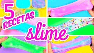 CÓMO HACER SLIME SIN BORAX FÁCIL 5 Recetas de Slime [upl. by Essined950]