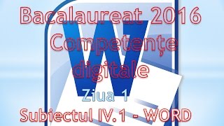 Competente digitale 2016  Ziua 1  Word [upl. by Venuti]