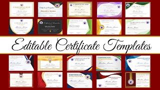 EDITABLE CERTIFICATE TEMPLATES [upl. by Seabury]