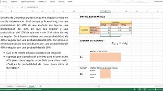 CADENA DE MARKOV EN EXCEL  Libro David lay [upl. by Daniella537]