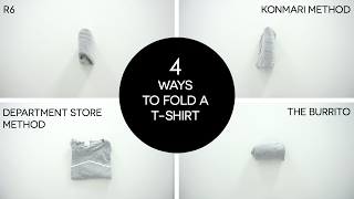 HOW TO 4 Ways to Fold your Tshirt  KonMari Method amp More [upl. by Keraj801]