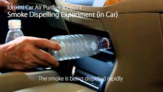 IONKINI Car Air Purifier Ionizer JO6271 Smoke dispelling experiment in car [upl. by Nnahgaem]