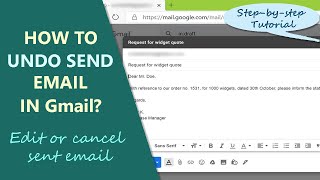 Undo Send Email  Edit or Cancel Sent Gmail Email  How to Use Undo Send in Gmail [upl. by Errol426]