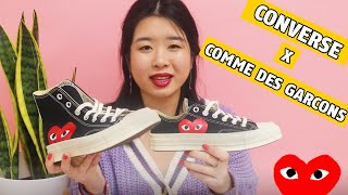 CONVERSE X CDG PLAY  HIGH TOP VS LOW TOP  SHOE UNBOXING REVIEW amp TRY ON [upl. by Kirat]