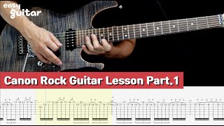 Jerry C  Canon Rock Guitar Lesson with Tab Part1 Slow Tempo [upl. by Aynatan]