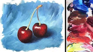 Oil Painting Basics Tutorial For Beginners  Realistic Cherries [upl. by Noseimaj]