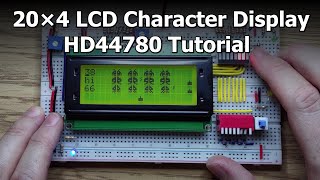 LCD2004 20×4 LCD Character Display with HD44780 Tutorial All Switches and LEDs No Microcontroller [upl. by Eiramnaej]