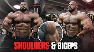 BIG RAMY 2019 FULL INSANE WORKOUT  SHOULDERS amp BICEPS [upl. by Dody403]