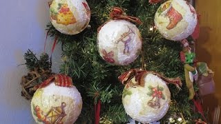 Palline per lalbero di Natale DIY decoupage [upl. by Millian635]