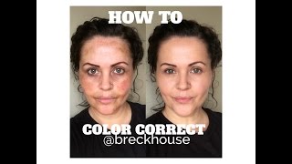 HOW TO COLOR CORRECT  MELASMA HYPERPIGMENTATION  PREGNANCY MASK  CONCEALER  BRECKHOUSE [upl. by Acinhoj]