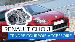 Renault clio 3  Comment tendre sa courroie daccessoire alternateur [upl. by Eniron745]