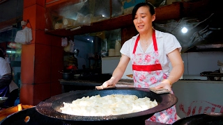 Chinese Street Food Tour in Hangzhou China  BEST Potstickers in China [upl. by Alyam]