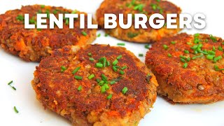 Vegan Lentil Burger Recipe  How To Make Lentil Burgers  The Best Lentil Recipe Ever [upl. by Lehcem]