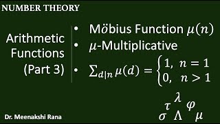 Arithmetic Function Part3 Mobius Function and its basic properties [upl. by Jareen]