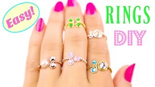 Easy DIY Rings With Stones Adjustable Rings DIY [upl. by Aelyk112]