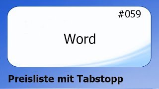 Word 059 Preisliste mit Tabstopp deutsch [upl. by Rysler]