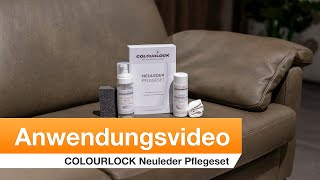 Neuleder Pflegeset an der richtig Ledergarnitur anwenden Anleitung  COLOURLOCK [upl. by Solohcin]