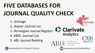 Journal Quality Check  Scimago Master Journal List Norwegian Register ABDC List ABS Ranking [upl. by Tannie]