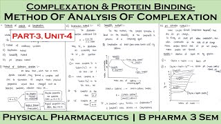 method of analysis of complexation  Part3 Unit4  Physical pharmaceutics  Bpharma 3rd sem [upl. by Hurty819]