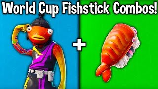 15 BEST FISHSTICK SKIN  BACKBLING COMBOS Fortnite World Cup Fishstick Style [upl. by Ekrub]