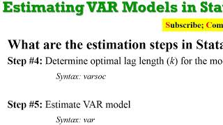 Stata13 VAR Estimation and Discussions var Johansen lags serialcorrelation normality [upl. by Mulvihill151]