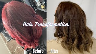 Hair Transformation  Red to Ash Brown no bleach needed [upl. by Nowahs]