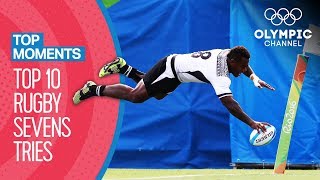 Top 10 Mens Rugby 7s Tries at the Olympics  Top Moments [upl. by Pell]