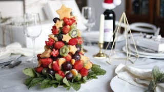 DIY CHRISTMAS FRUIT TREE  HOW TO MAKE EDIBLE FRUIT ARRANGEMENT [upl. by Esmerolda]