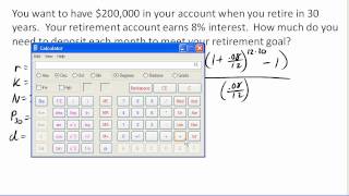 Savings annuities  solving for the deposit [upl. by Uball970]