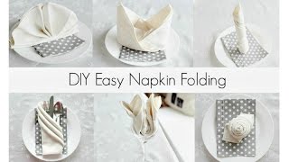 EASY Napkin Folding Tutorials for beginners [upl. by Ymmat776]