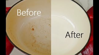 How To Remove Stains Enamel Dutch Oven Pots Pans [upl. by Damal]