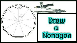 How to draw nonagon in a circle approximatelyNine sides drawing  Rn Learning [upl. by Adyht]