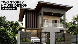 Two Storey House Design with 4 Bedrooms and Swimming Pool [upl. by Eirrehs]