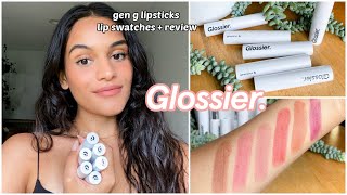 glossier generation g lipsticks lip swatches  shade review [upl. by Ping946]