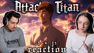 Attack on Titan 3x21 REACTION  quotShredded Titanquot [upl. by Ahsercal881]