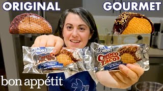 Pastry Chef Attempts to Make Gourmet Choco Tacos Part 2  Gourmet Makes  Bon Appétit [upl. by Naraa]