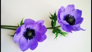 How To Make Anemone Flower From Crepe Paper  Craft Tutorial [upl. by Kokoruda]