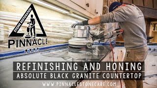 REFINISHING AND HONING ABSOLUTE BLACK GRANITE COUNTERTOP [upl. by Fernando376]