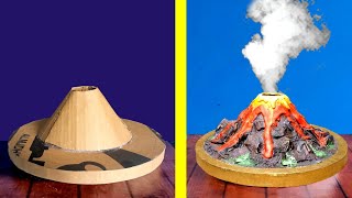 كيفية صنع بركان من الكرتون بطريقة رائعة🌋  How to make a volcano out of cardboard in a wonderful way [upl. by Seroled]