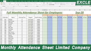 Monthly Attendance sheet for Limited Company employees Advance Formula [upl. by Anoblav]