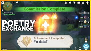 POETRY EXCHANGE Genshin Impact YO DALA Achievement Completed Quick Guide Ella Musk [upl. by Stempson969]