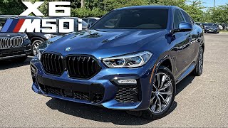 2021 BMW X6 M50i in Phytonic Blue Walkaround Review  Exhaust Sound Revs [upl. by Ramoj]