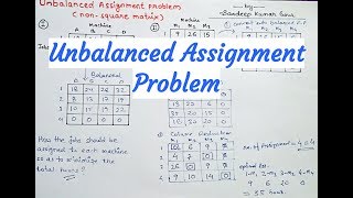 Unbalanced assignment problem in Hindi Lecture35 [upl. by Namra764]