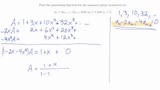 Generating Functions from Recurrence Relations [upl. by Irak]