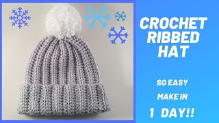 Crochet Ribbed Hat [upl. by Aerda]