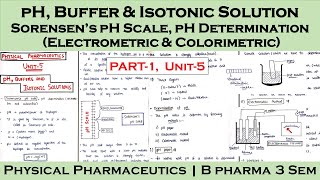 sorensen ph scale  ph determination  ph buffers and isotonic solutions  Part1Unit5  PP1 [upl. by Ollayos]