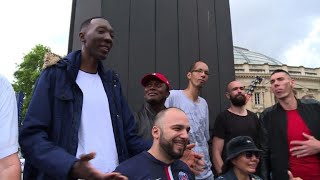 Worlds tallest people stroll the streets of Paris [upl. by Eirrot770]